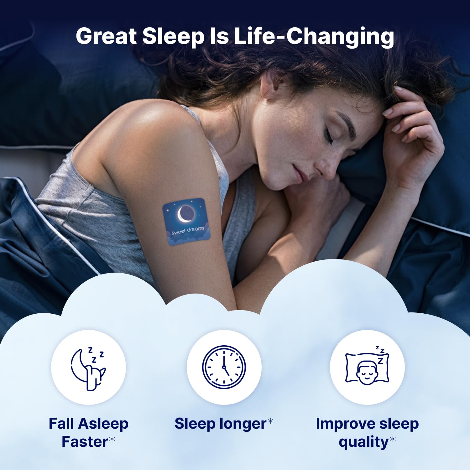 Wellamoon Original Sleep Patch applied on arm, discreet and skin-friendly.