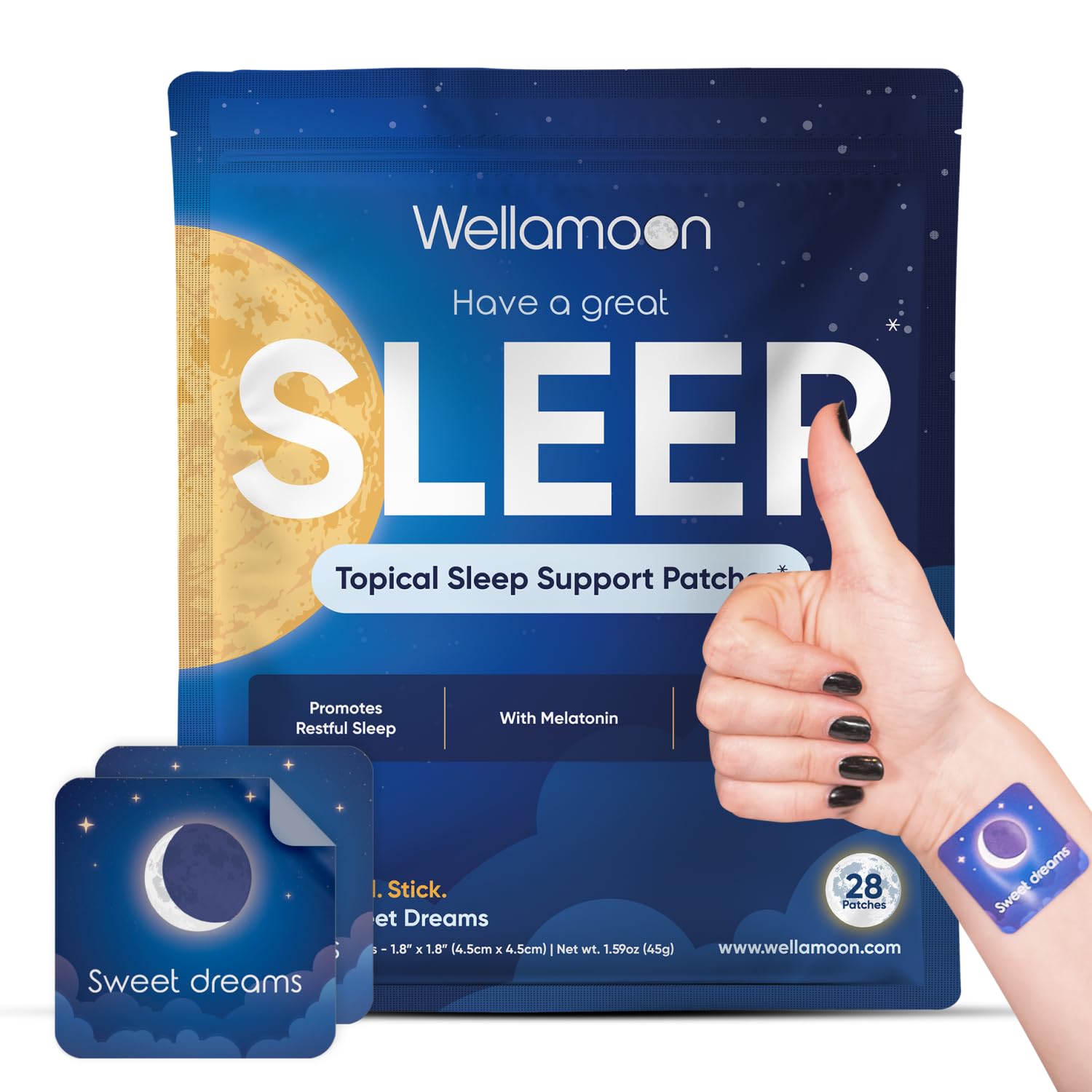 Wellamoon Original Sleep Patches package shown for discreet nightly use.