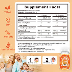 Well&Whole L-Lysine Gummies label highlights 1000 mg per two gummies.