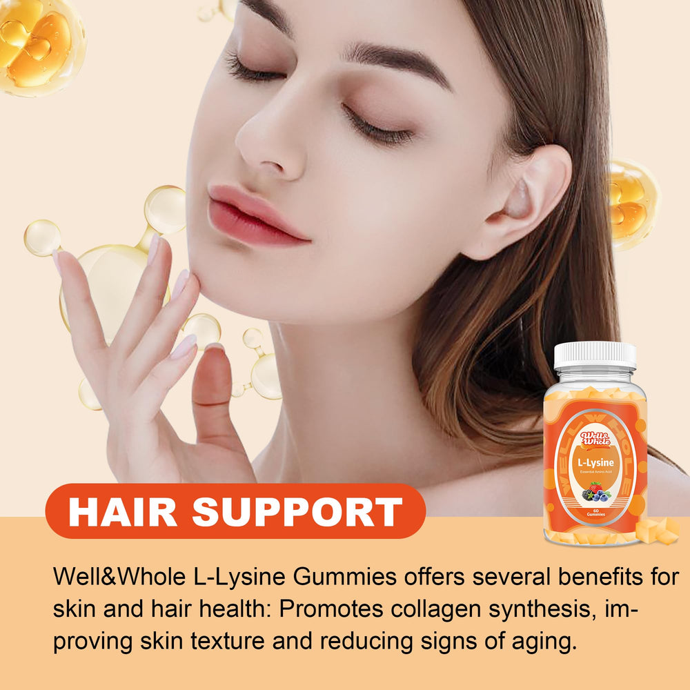 Well&Whole L-Lysine Gummies product shot emphasizes vegan and gluten-free credentials.
