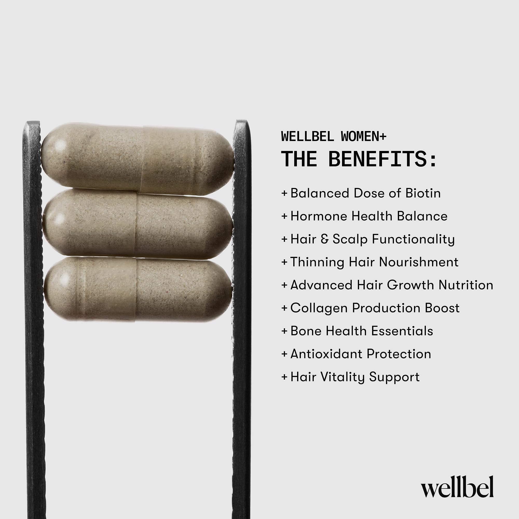 WELLBEL Women+ illustration suggesting hair, skin, and nails health