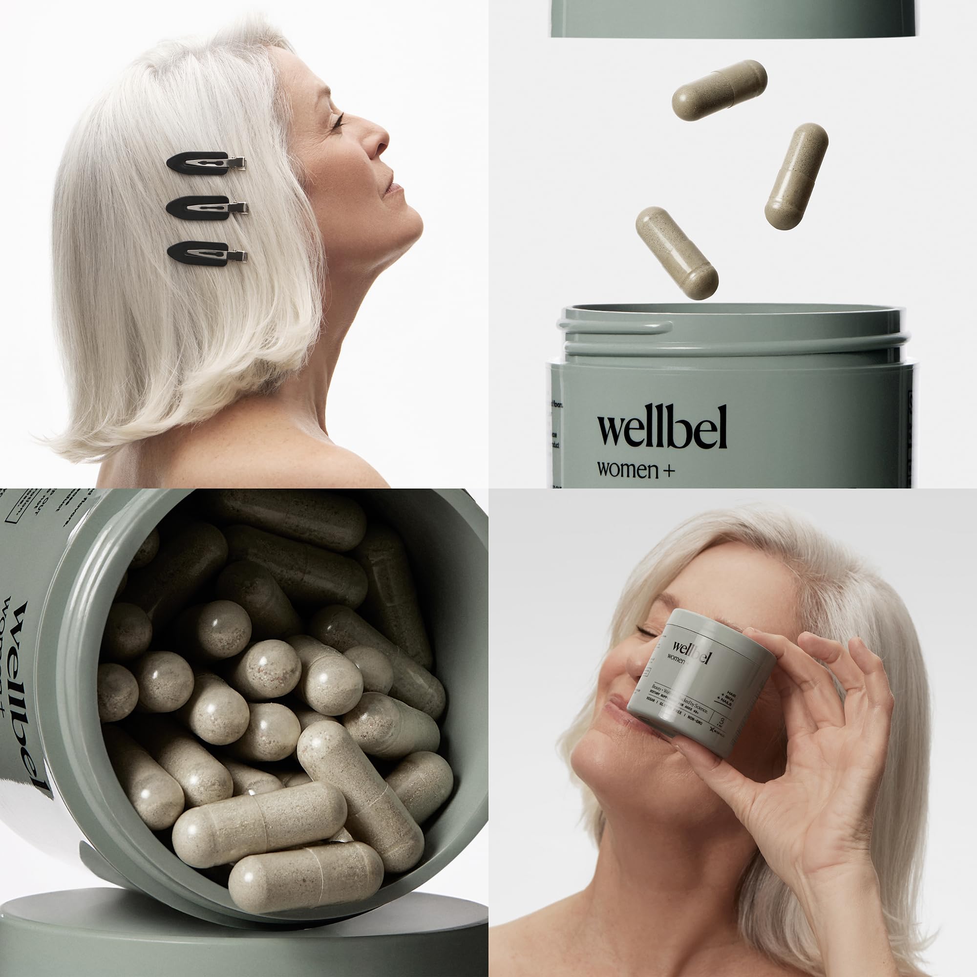 WELLBEL Women+ label highlighting vegan, gluten-free, non-GMO branding
