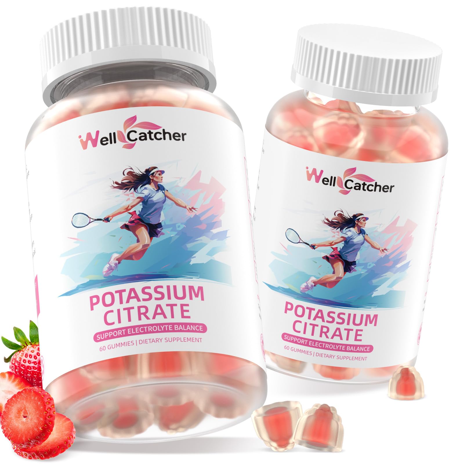 Wellcatcher potassium gummies shelf-ready bottle — ideal for family routines and steady hydration throughout busy days.
