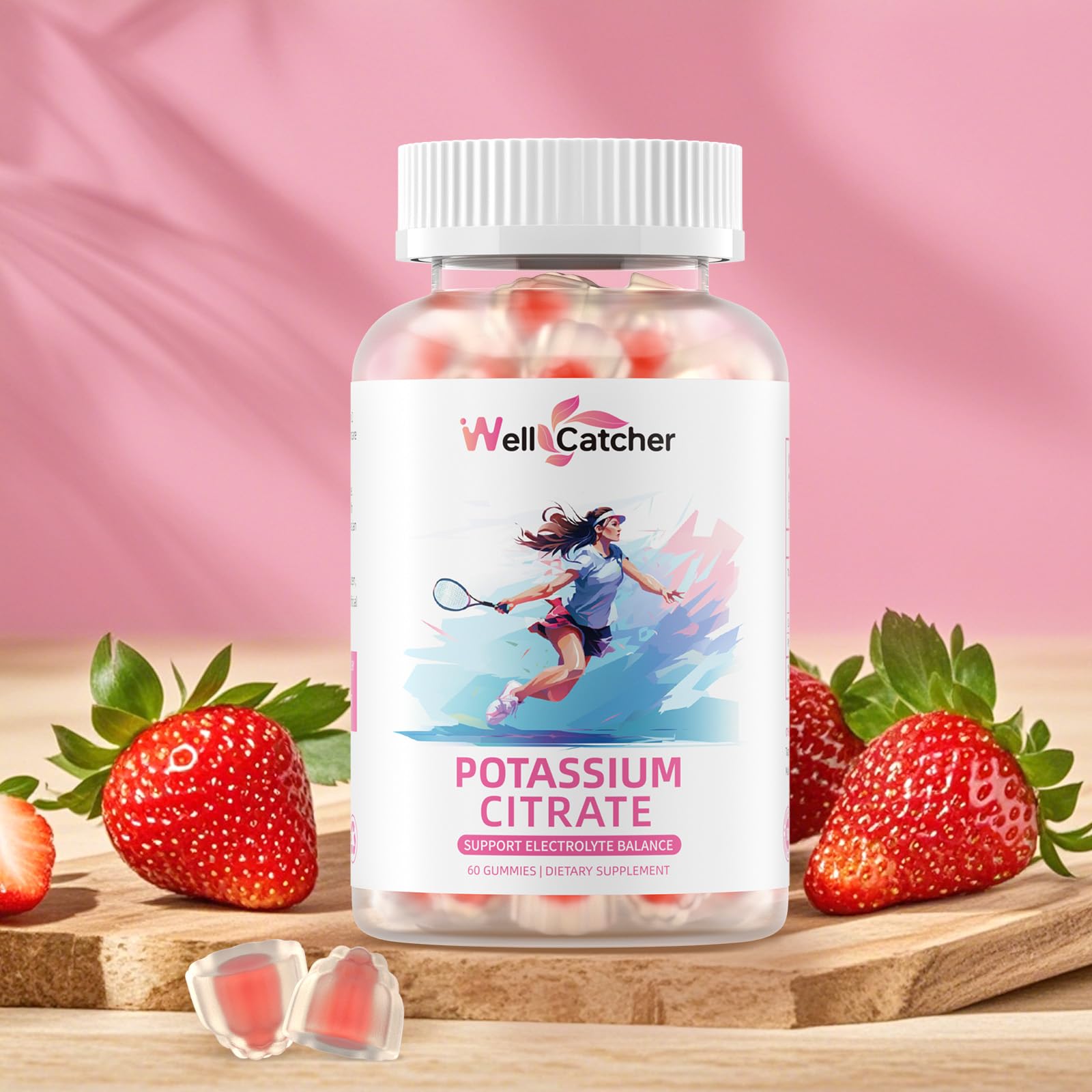 Wellcatcher potassium gummies no-nonsense ingredients — sugar-free stevia sweetness supports mindful snacking.