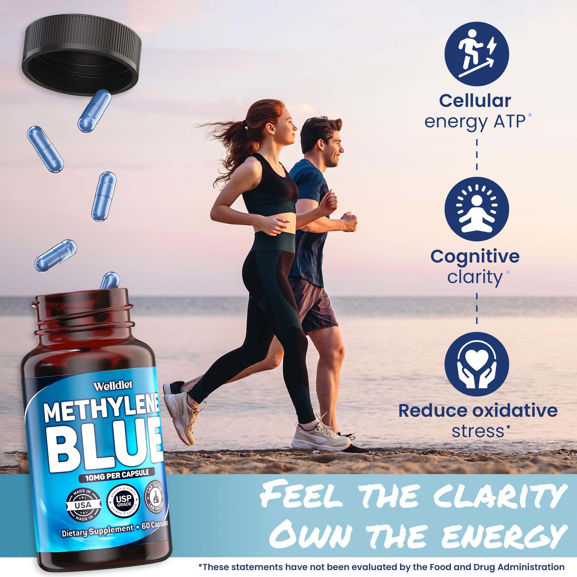 Welldiet Methylene Blue bottle spread — 2-month supply for steady routine.