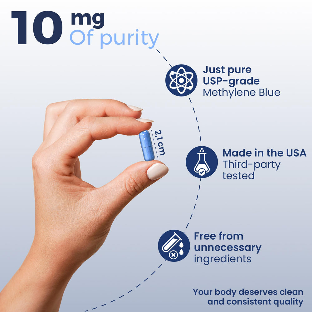 Welldiet Methylene Blue label view — transparent ingredients with minimal additives.