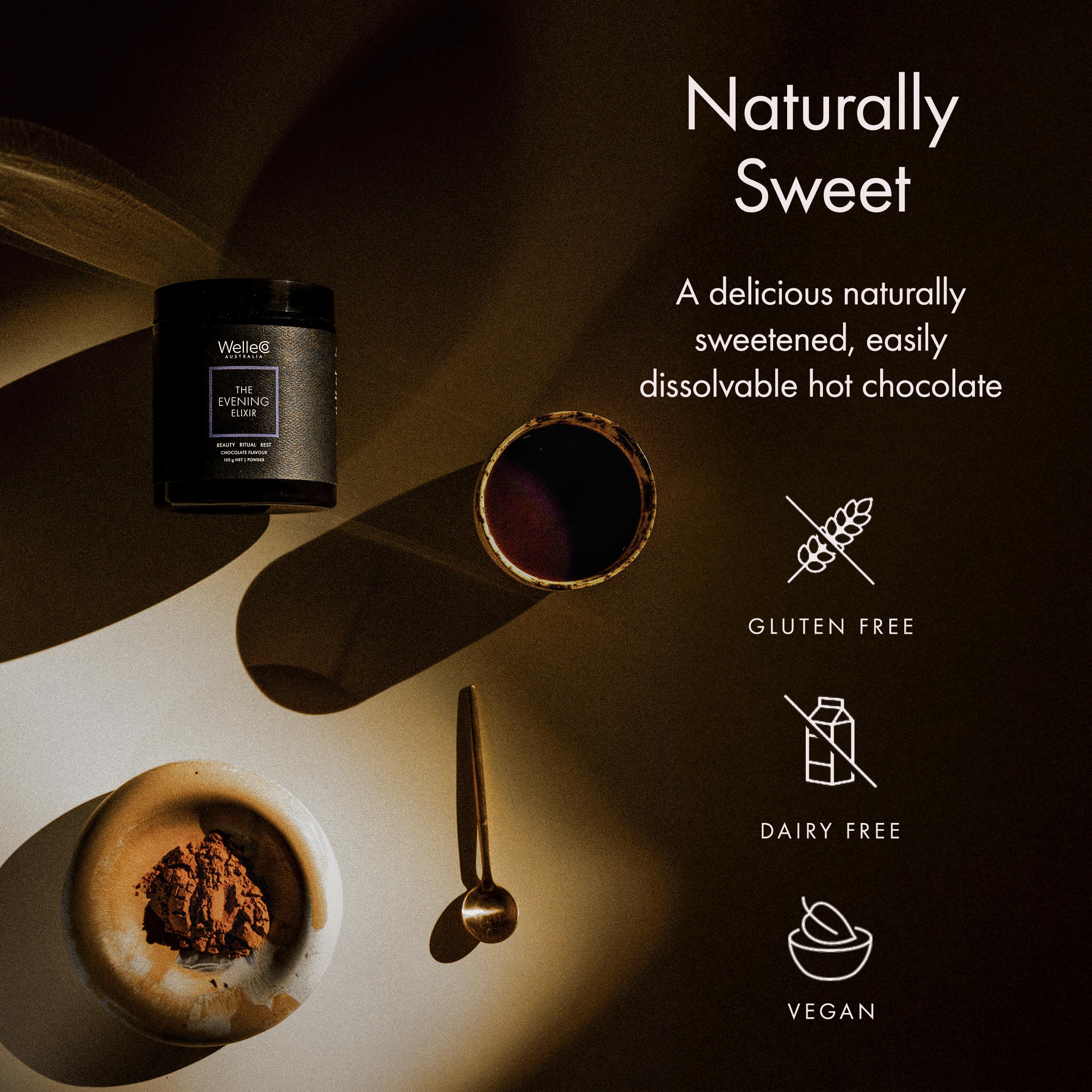 WelleCo Evening Elixir lemon balm ingredients, relaxing bedtime blend