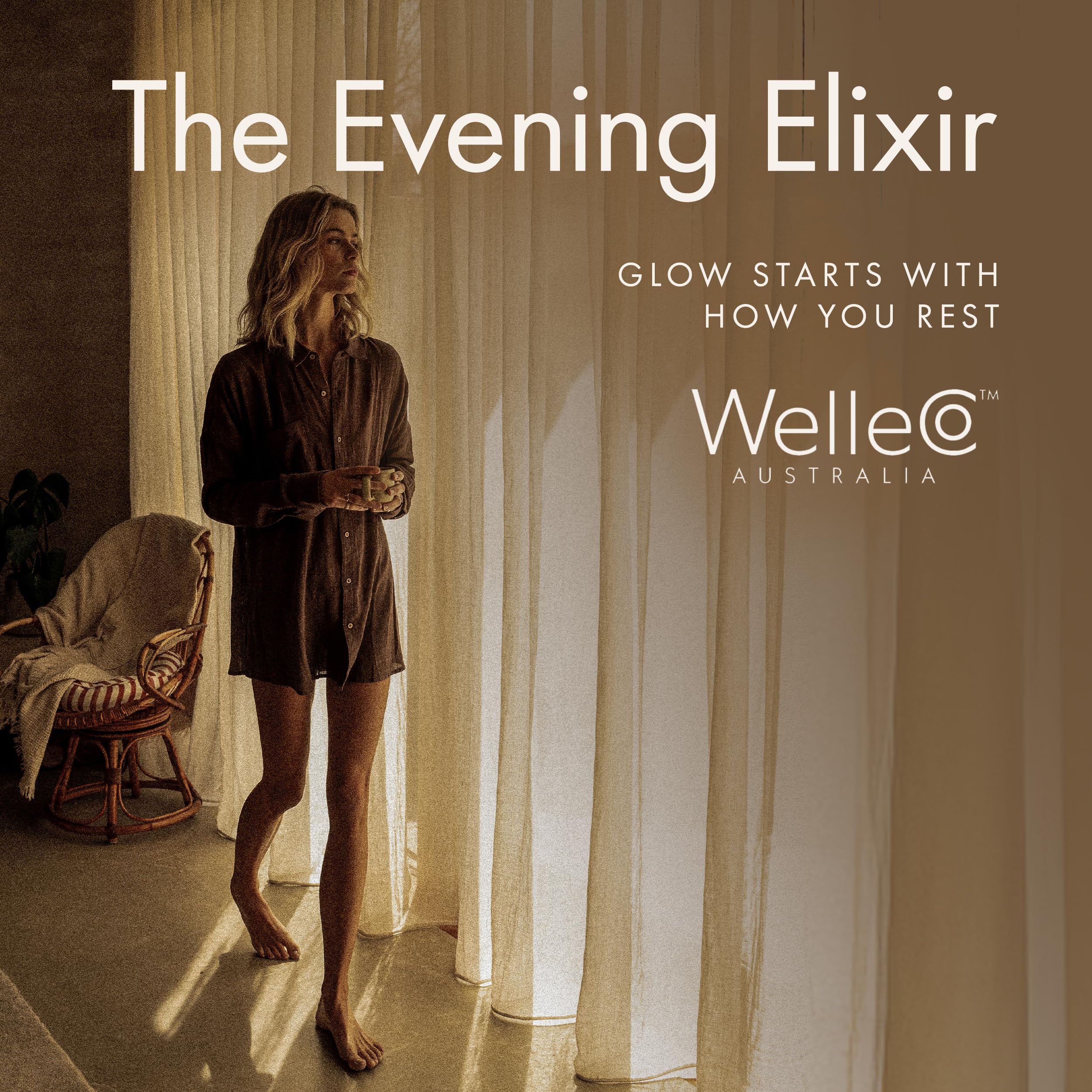 WelleCo Evening Elixir nighttime routine, promotes a calmer evening ritual