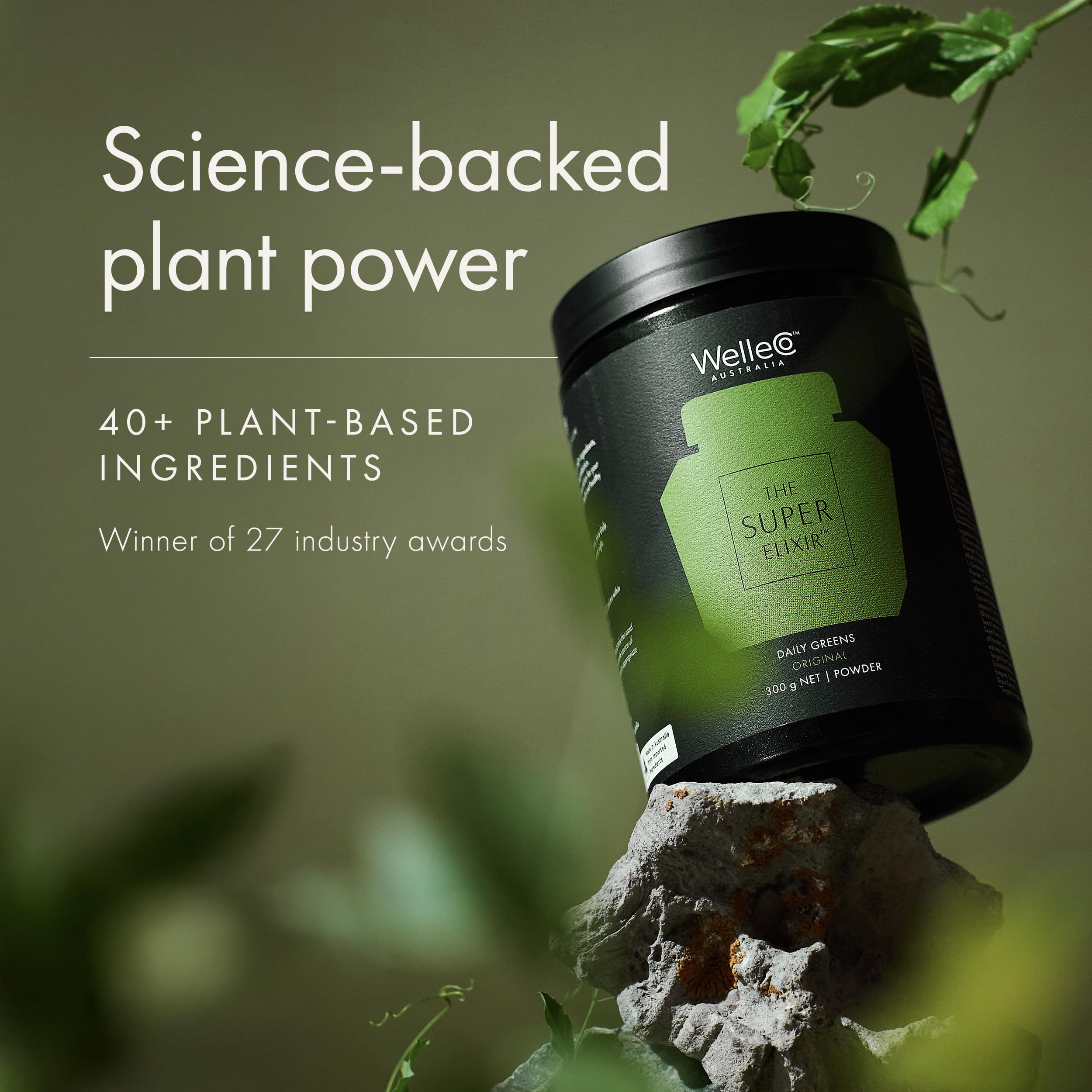 WelleCo Super Elixir cap and jar seal emphasize Australian made quality
