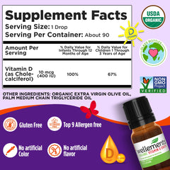 Organic olive oil ingredient in Wellements vitamin D drops.