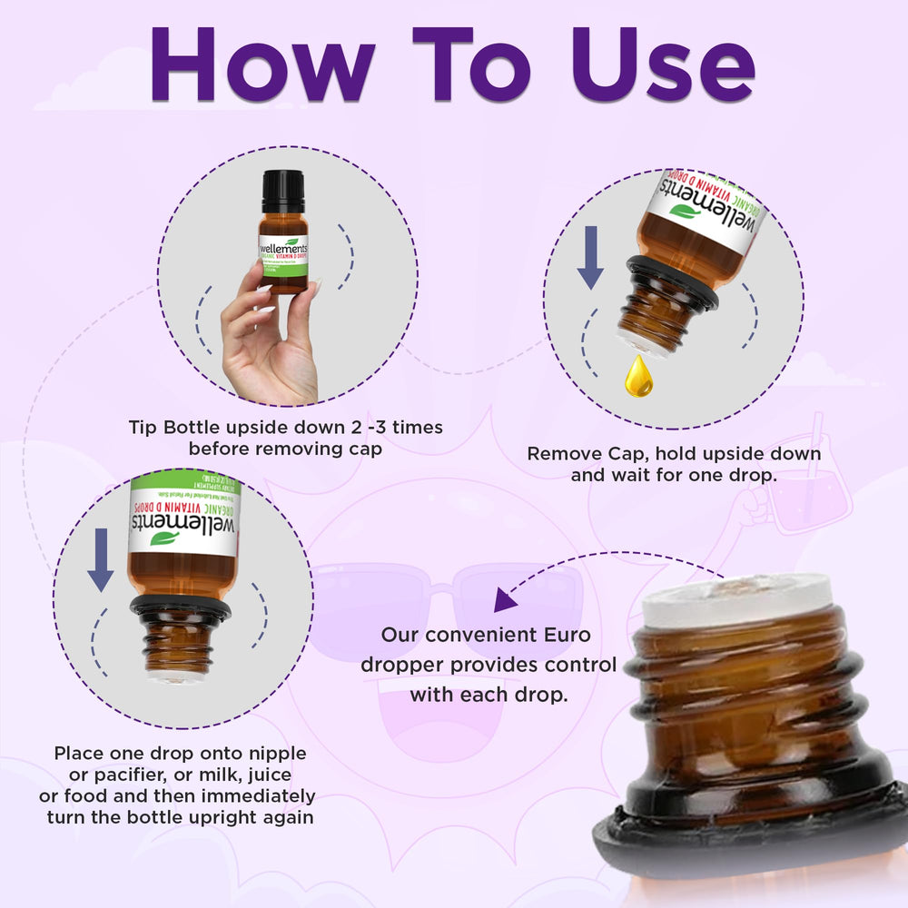 Wellements Vitamin D Drops mixed with milk for convenient feeding.