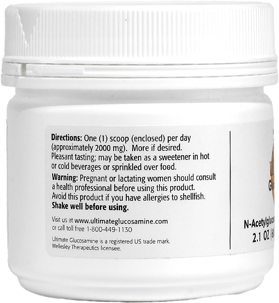 Wellesley Therapeutics Ultimate Glucosamine gluten-free seal indicates allergen-friendly design.