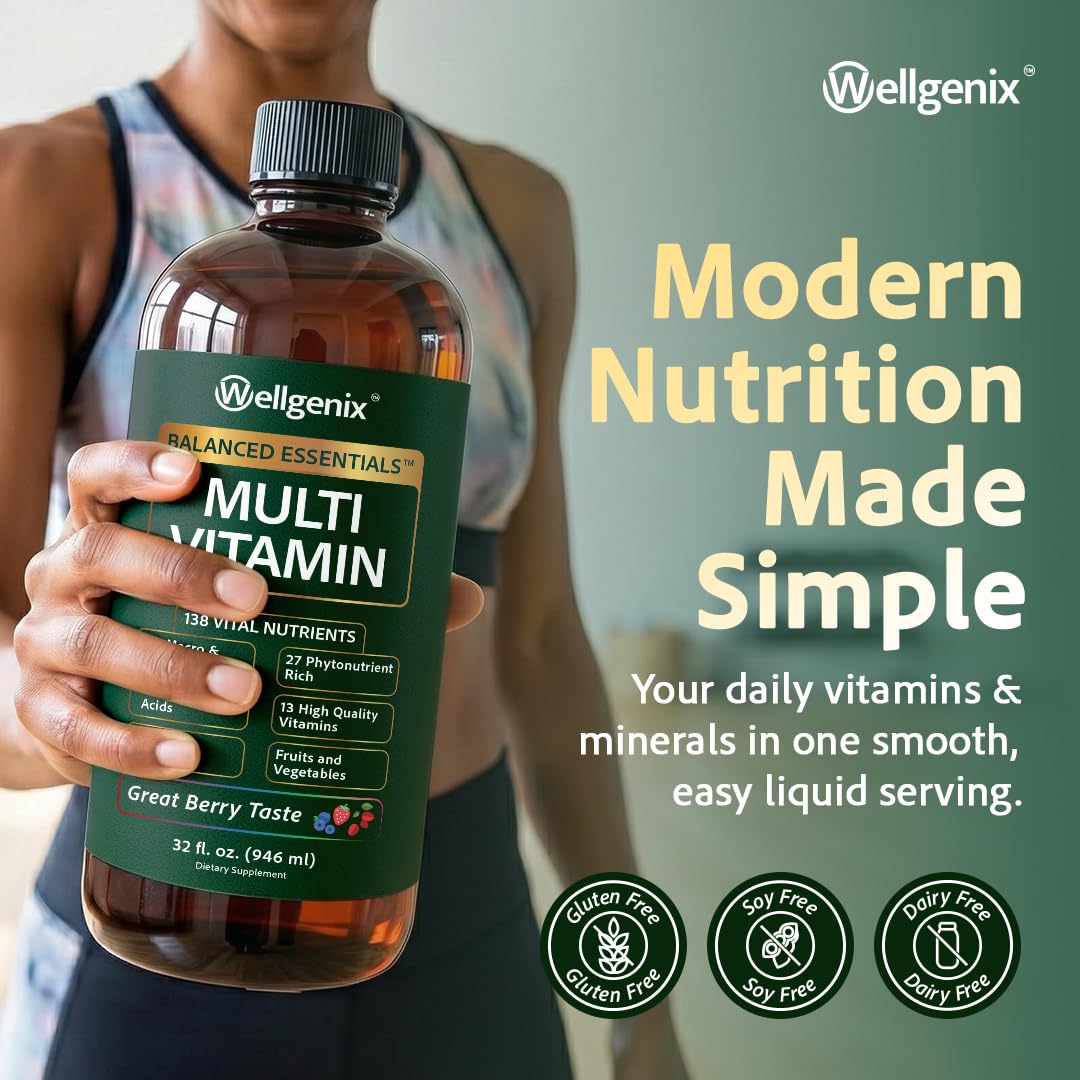 Wellgenix Balanced Essentials bottle label highlighting immune-support nutrients