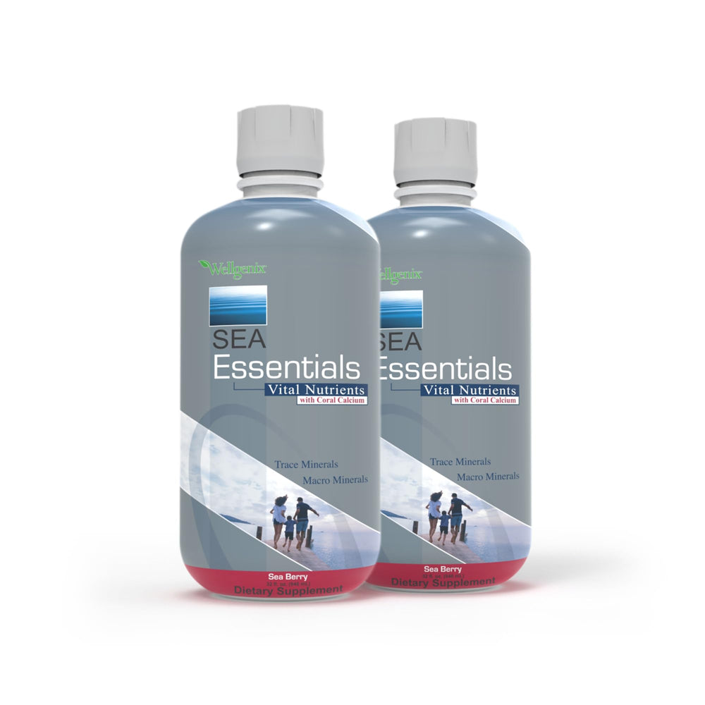 Wellgenix Sea Essentials bottle closeup with sea berry flavor for daily use