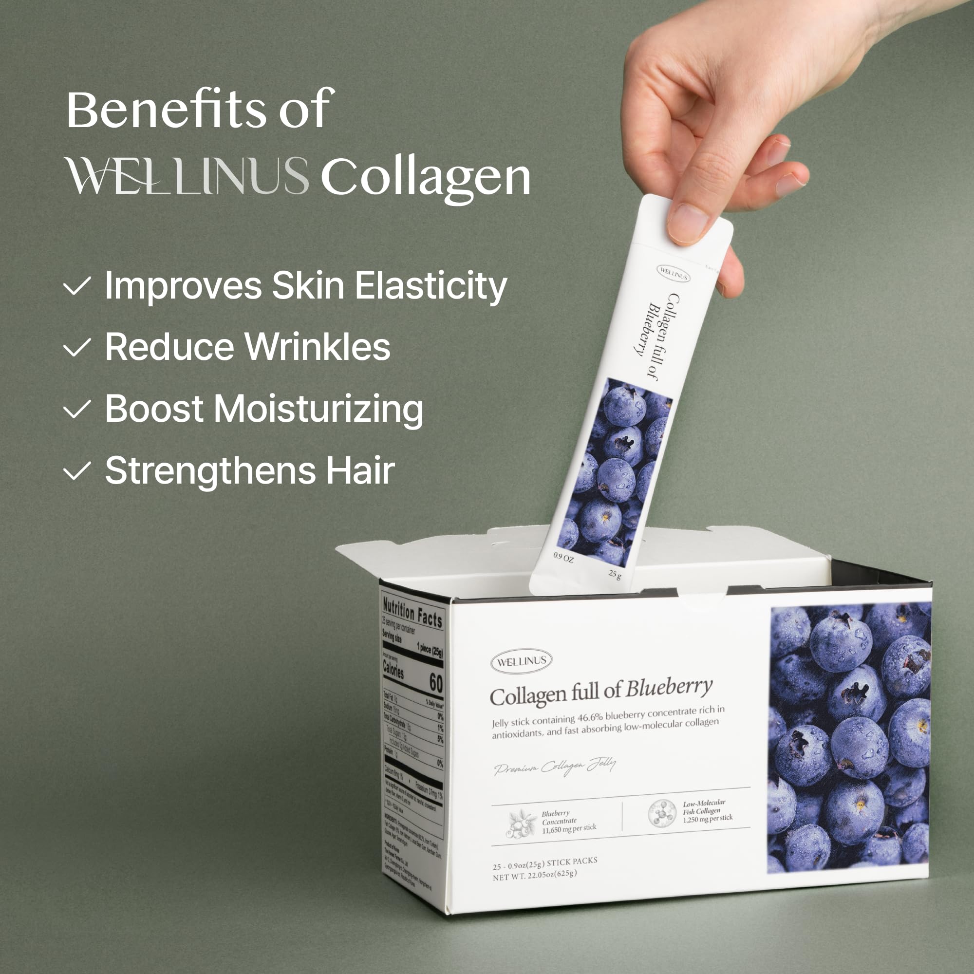 Wellinus blueberry flavor collagen jelly sticks reveal convenient beauty boost