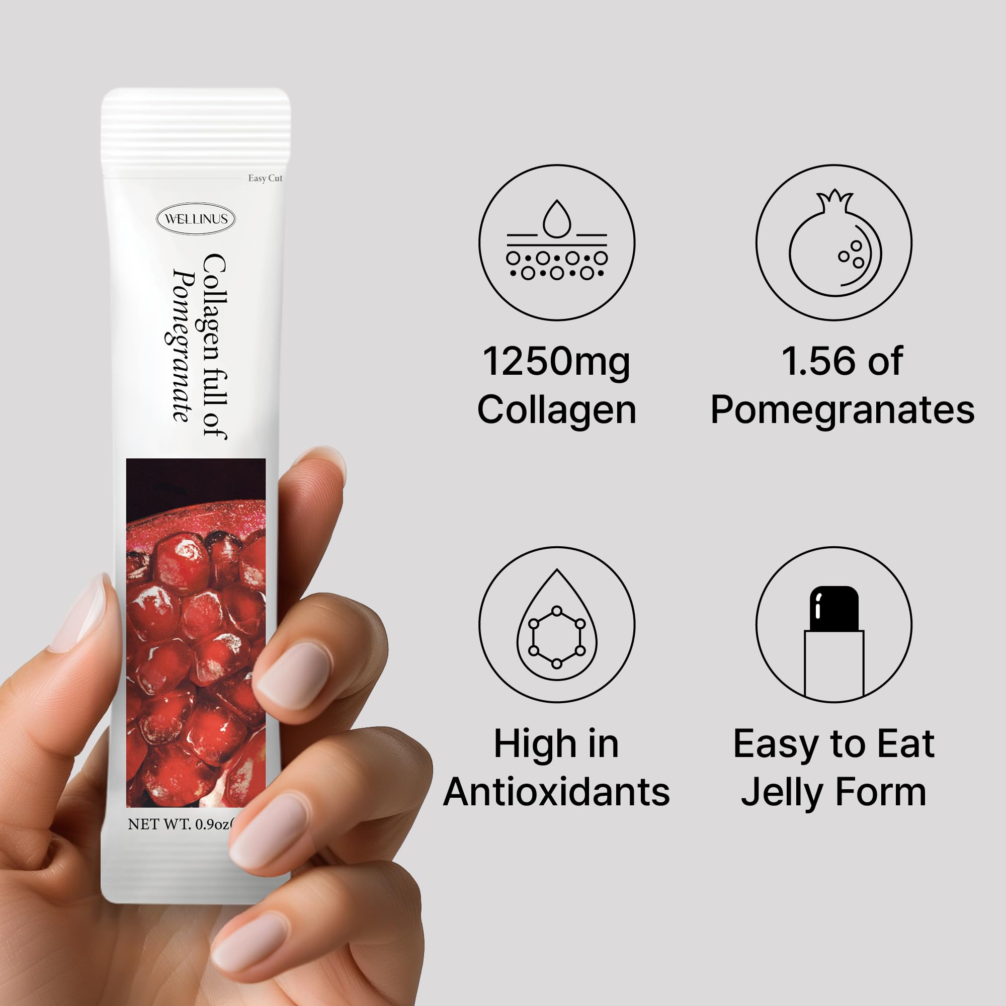WELLINUS collagen jelly stick supports hair and nails for busy schedules.