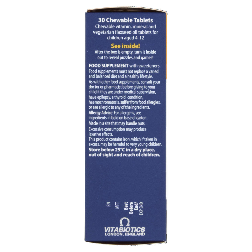 Wellkid nutrition label featuring essential vitamins and minerals for kids.