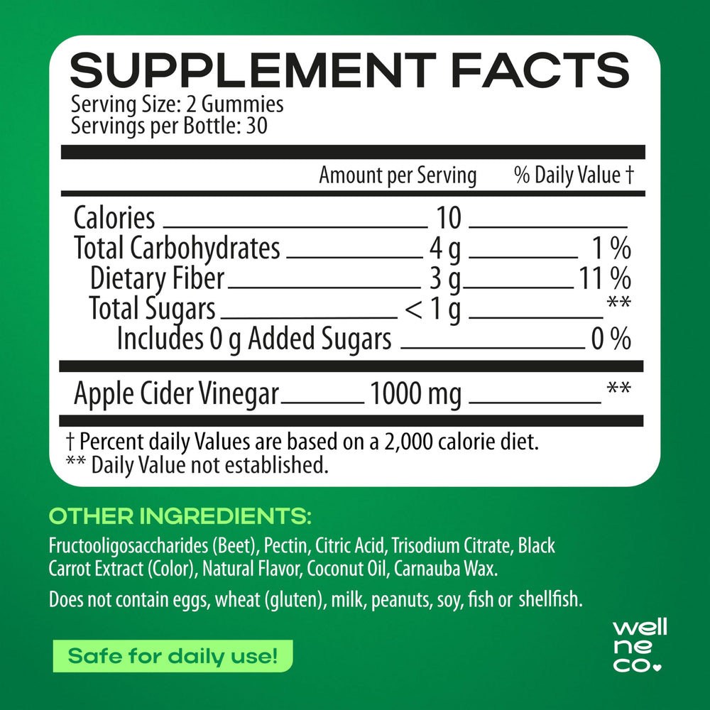 Wellneco ACV gummies close-up, easy pre-meal option for on-the-go nourishment.