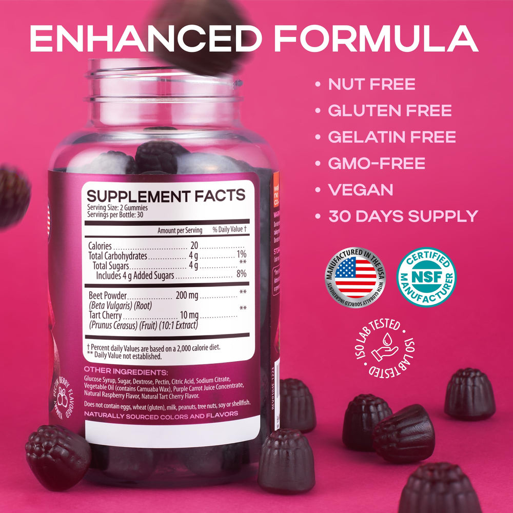 Wellneco Beet Chews vegan non-GMO badge on label