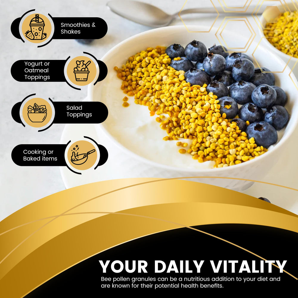 WellnessLabsRx Bee Pollen Granules GMP seal indicating quality standards