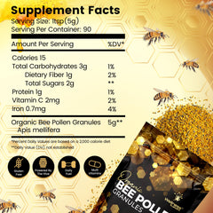 WellnessLabsRx Bee Pollen Granules spoon close-up for easy daily serving