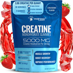 WELLNESS LABSRX Creatine Gummies bottle front for convenient daily strength support.