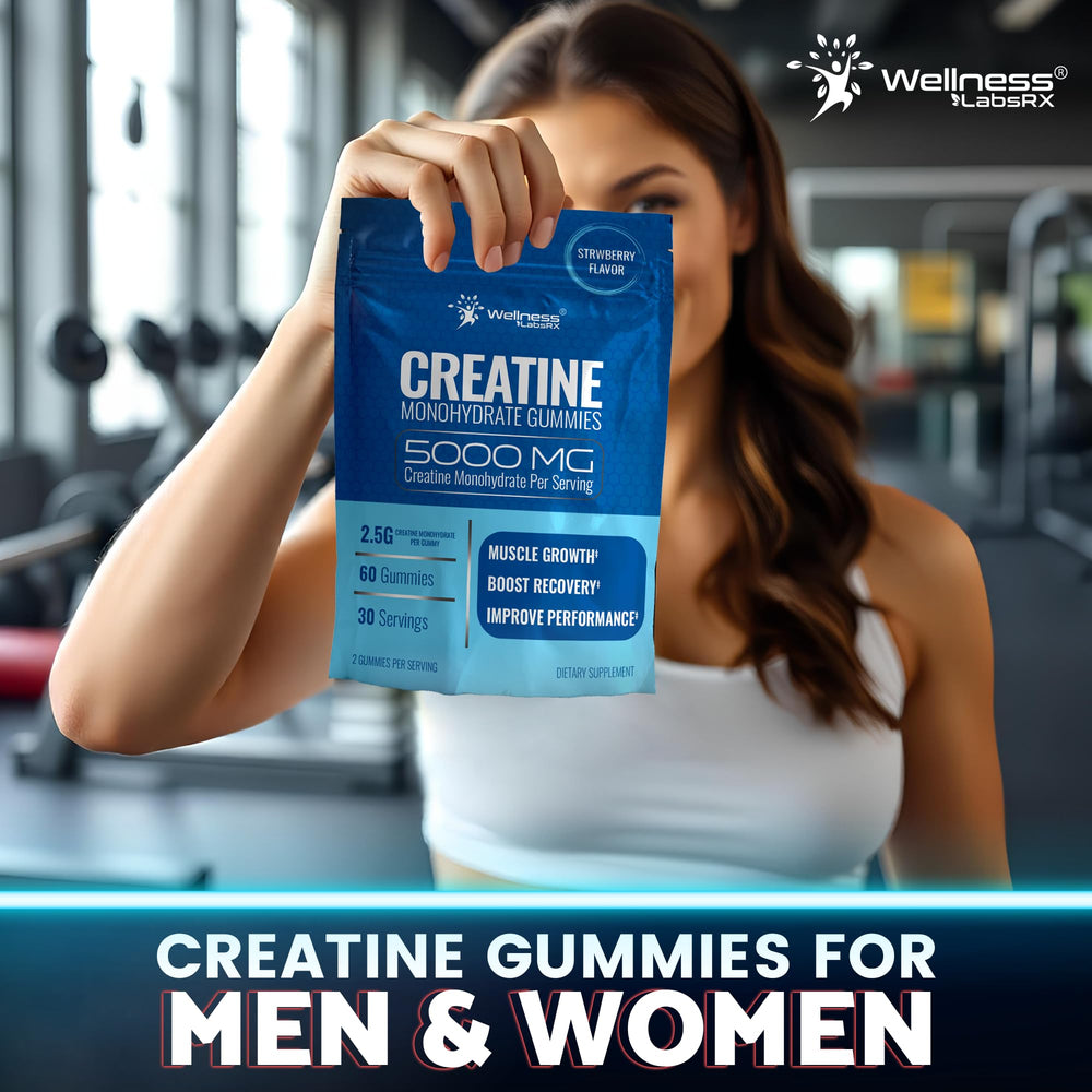 WELLNESS LABSRX Creatine Gummies strawberry flavor appealing during gym sessions.
