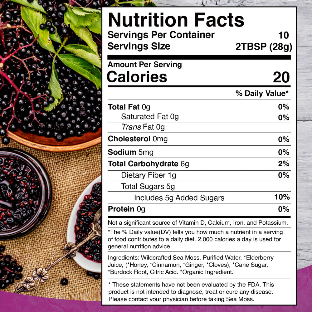 WELLNESS LABSRX Elderberry sea moss gel bottle, flavorful option for daily wellness.