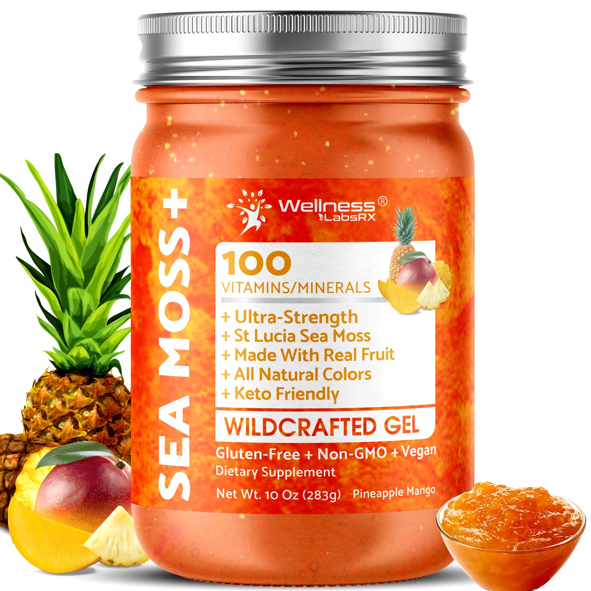 WELLNESS LABSRX Irish Sea Moss Gel bottle for convenient daily wellness boost.