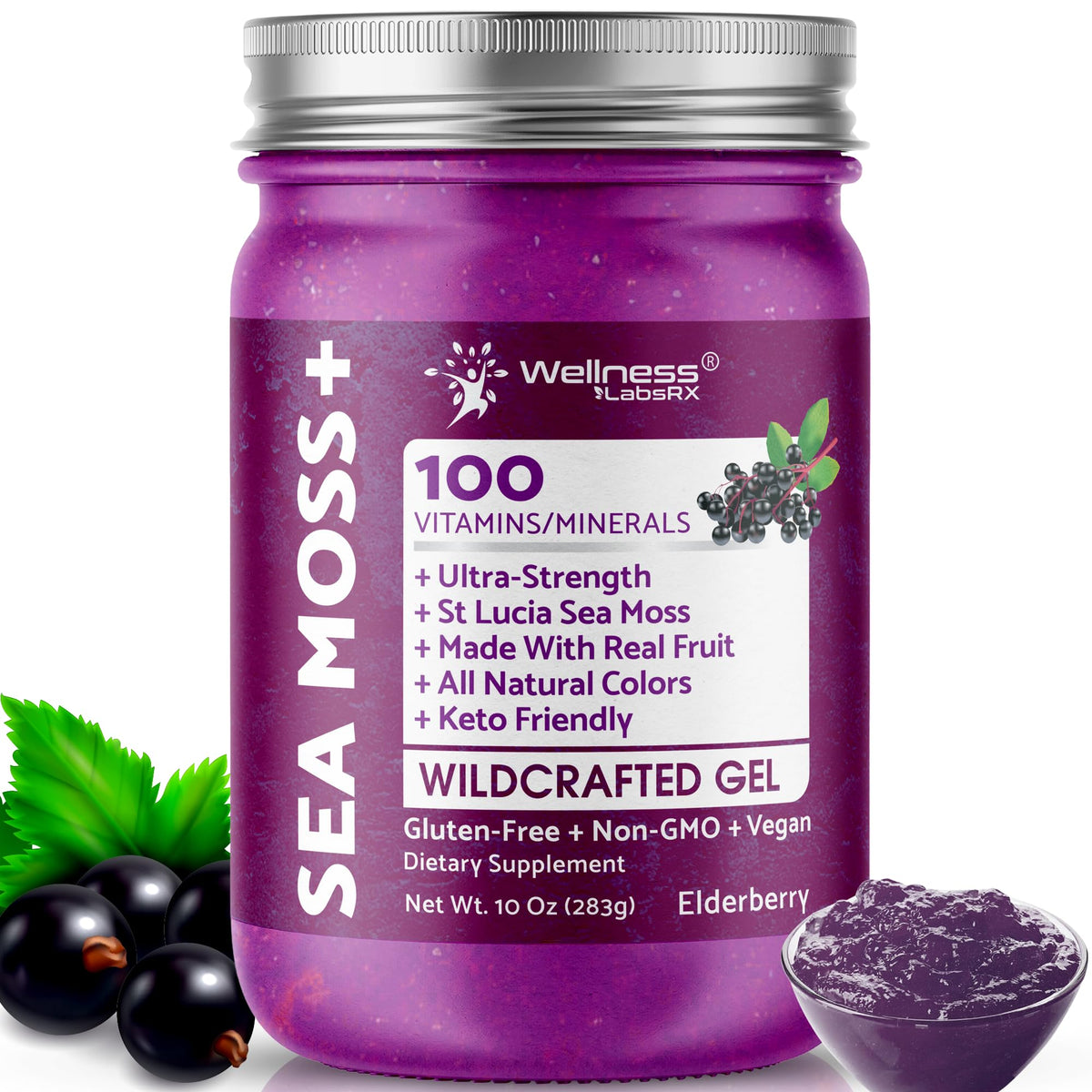 WELLNESS LABSRX Irish Sea Moss Gel jar, pure gel for daily vitality.