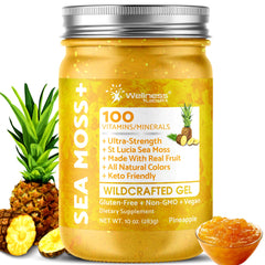 Wellness LabsRx Irish Sea Moss Gel pineapple bottle for smoothies and daily use.