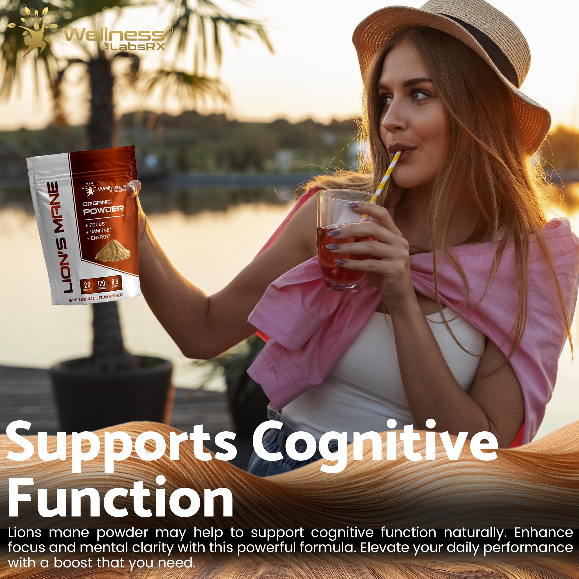 Lions Mane powder spoon suggests precise serving for brain health