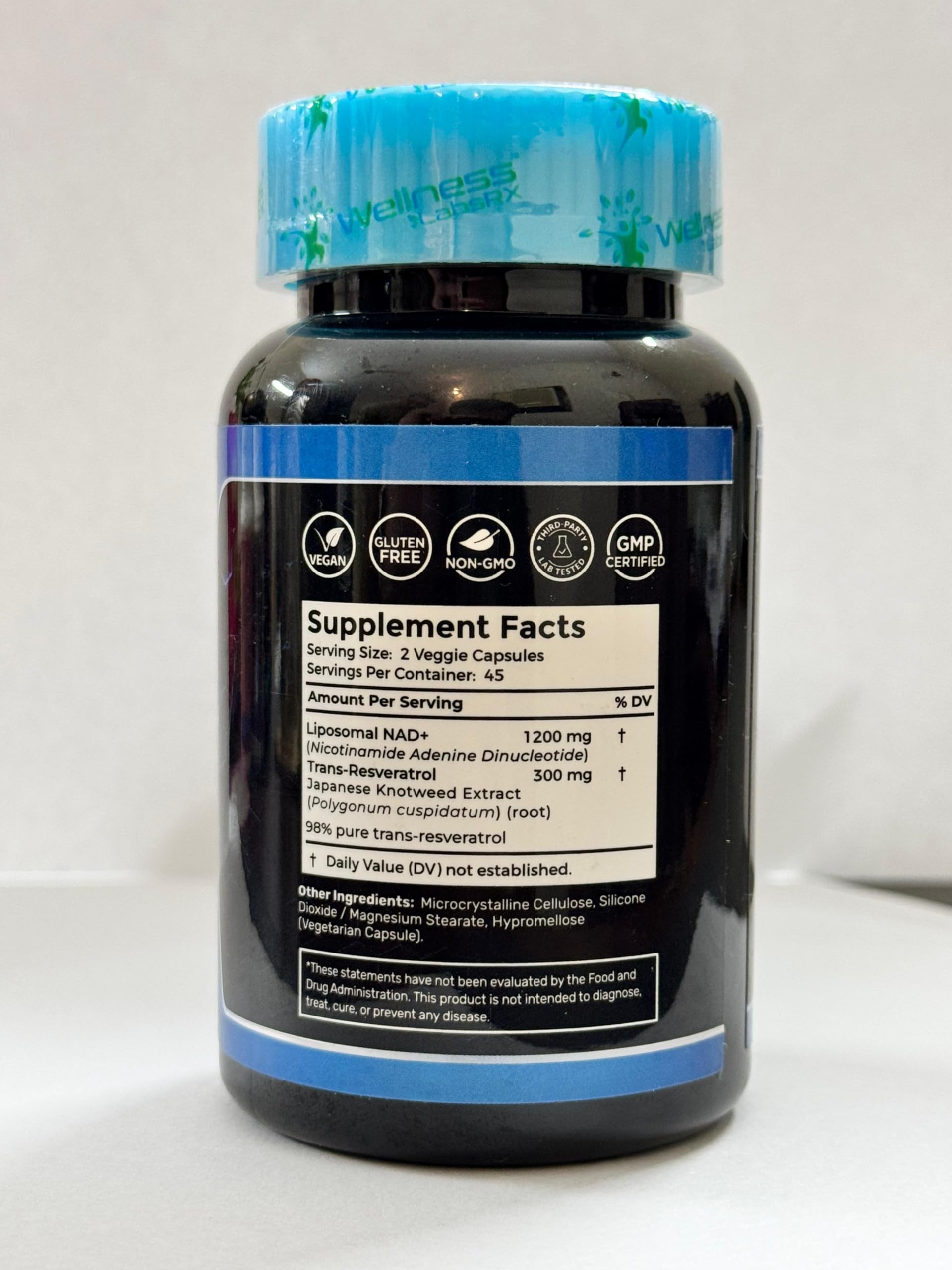 Wellness LabsRx liposomal NAD capsules highlighted for advanced delivery.