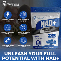 Wellness LabsRx NAD+ Resveratrol softgel bottle highlighting cellular support