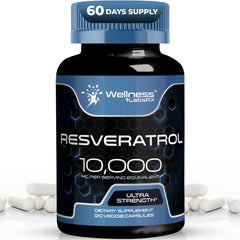 Wellness LabsRx Resveratrol bottle front showing 1000mg potency for daily wellness