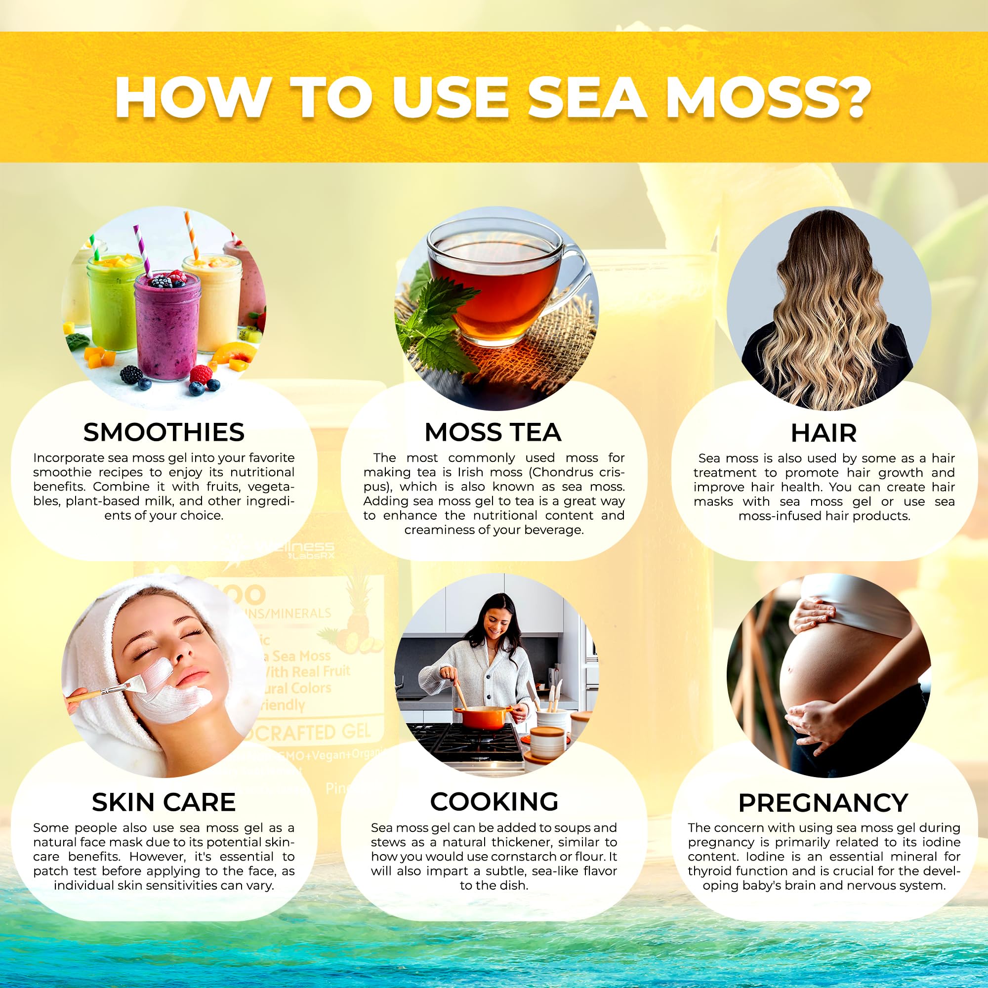 Wellness LabsRx raw sea moss gel in smoothie or yogurt.