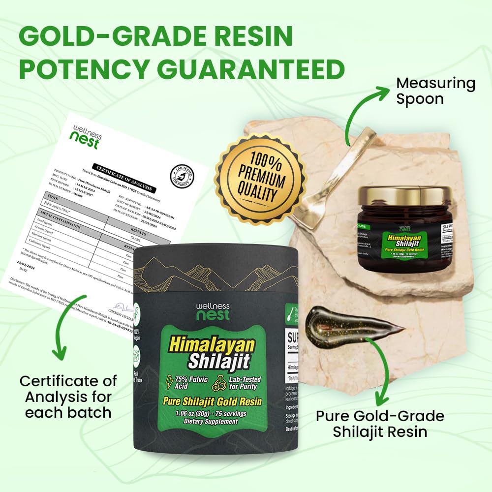 Batch lab report badge for Wellness Nest Gold Shilajit Resin