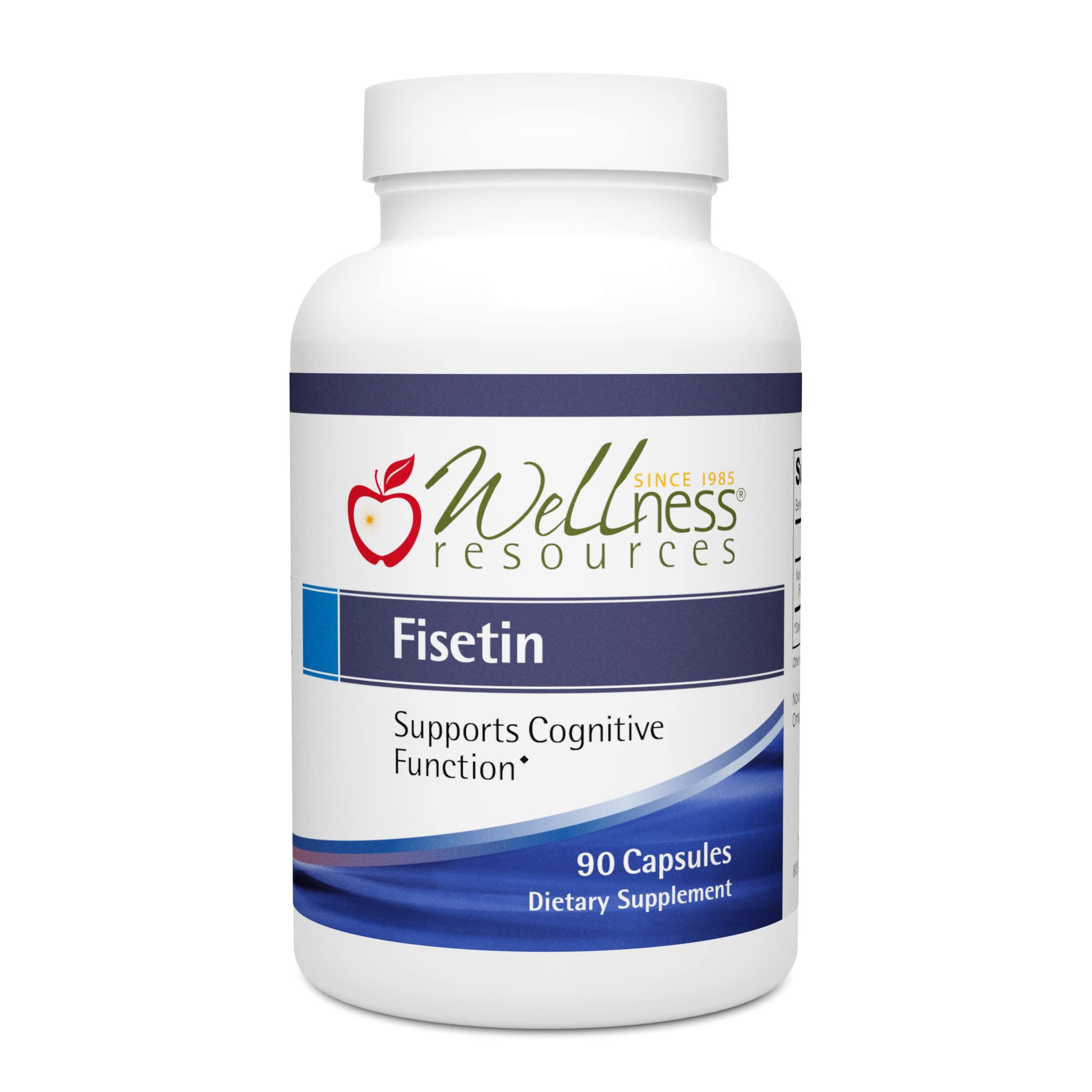 Wellness Resources Fisetin novusetin bottle with capsules for daily focus support.