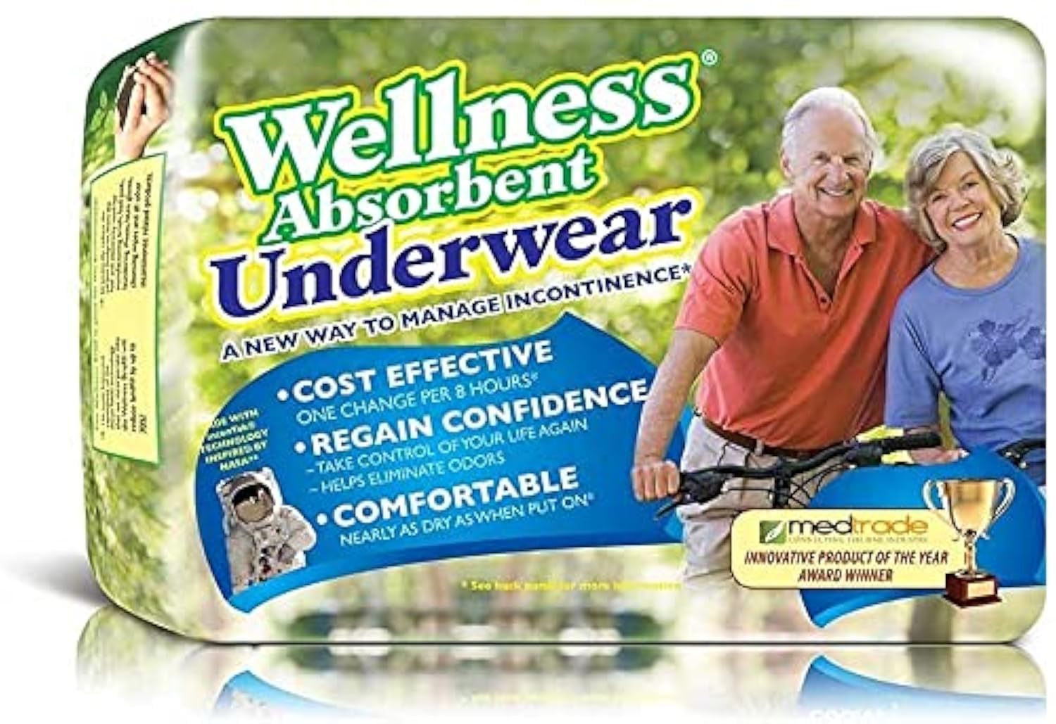 Wellness Unique Absorbent Underwear pull-ups 12-count pack for discreet daytime protection.