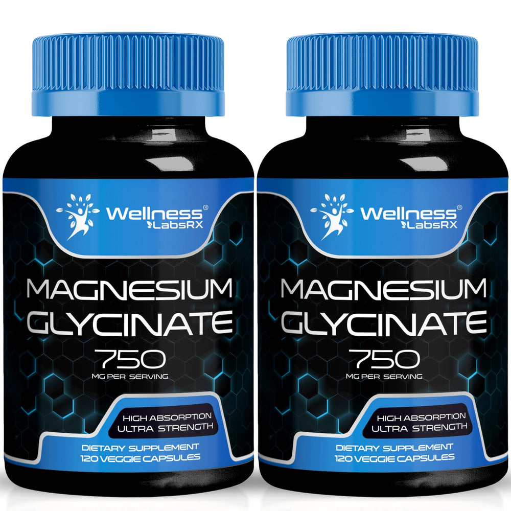 Wellness LabsRx magnesium glycinate capsules bottle highlighting high absorption for daily wellness