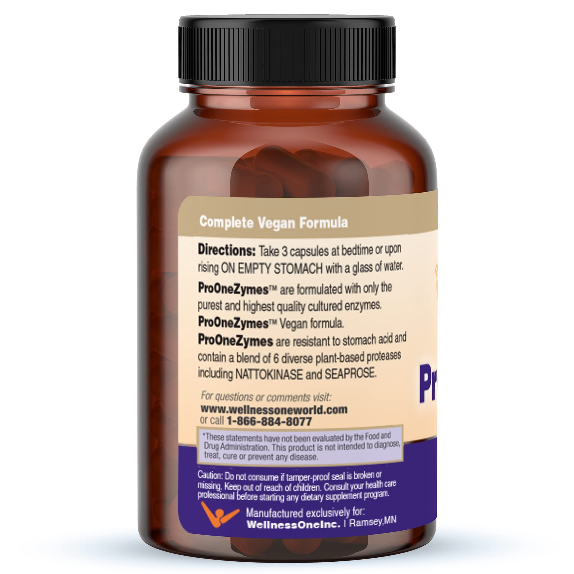 WellnessOne ProOneZyme on dark background emphasizing gut health support