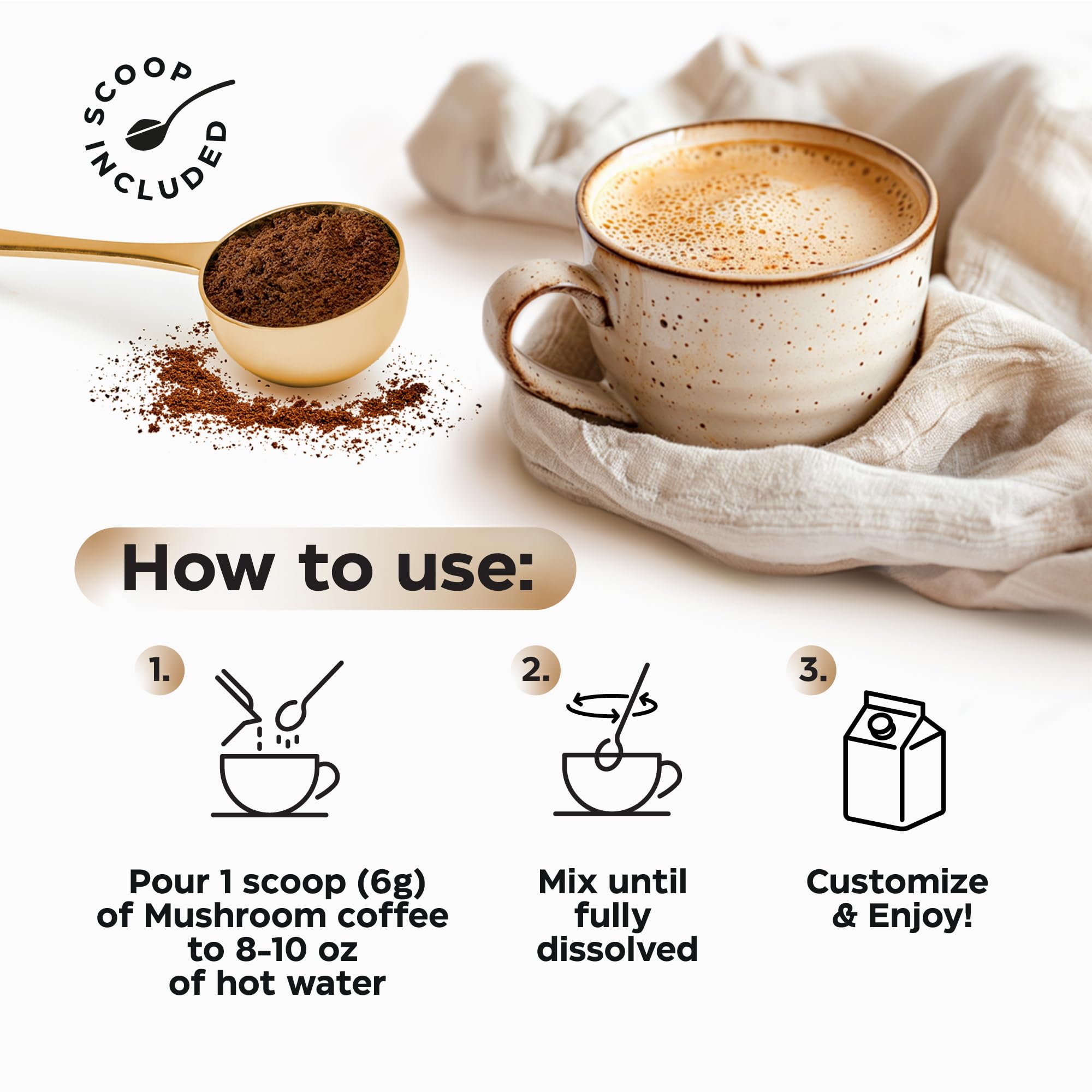 Wellneum uses organic Arabica beans for a clean taste.
