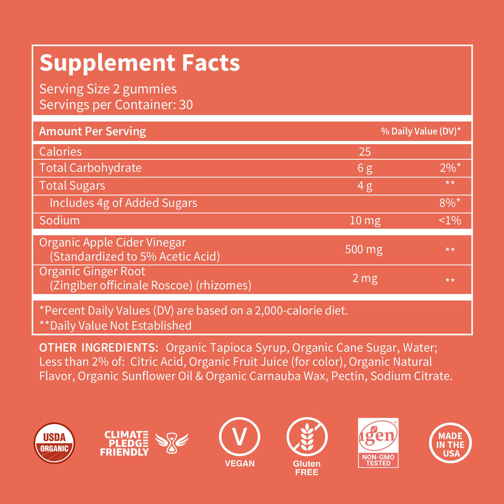 WellPath ACV Gummies label close-up notes pectin based gluten free formula