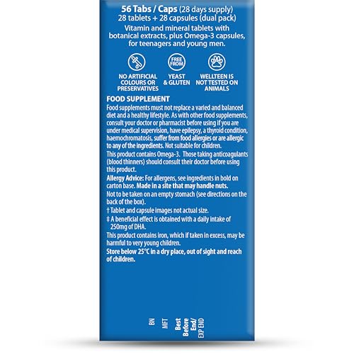 Wellteen Him Plus packaging showing 56 tablets and capsules
