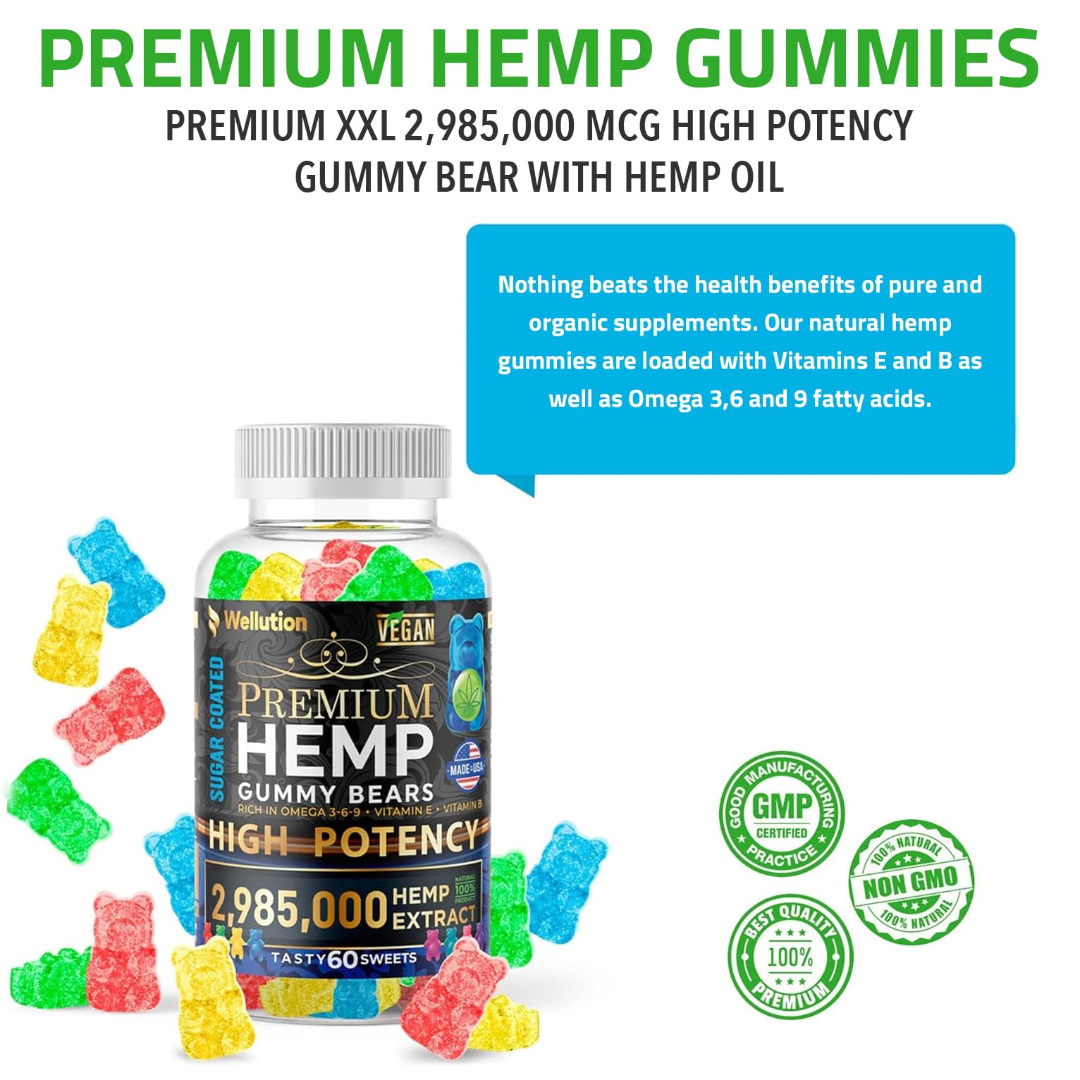 Wellution 60-count bottle signals long-lasting daily routine support.