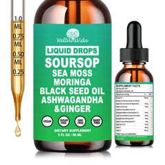 WellVeraVida Soursop Drops bottle close-up for daily energy and immune support