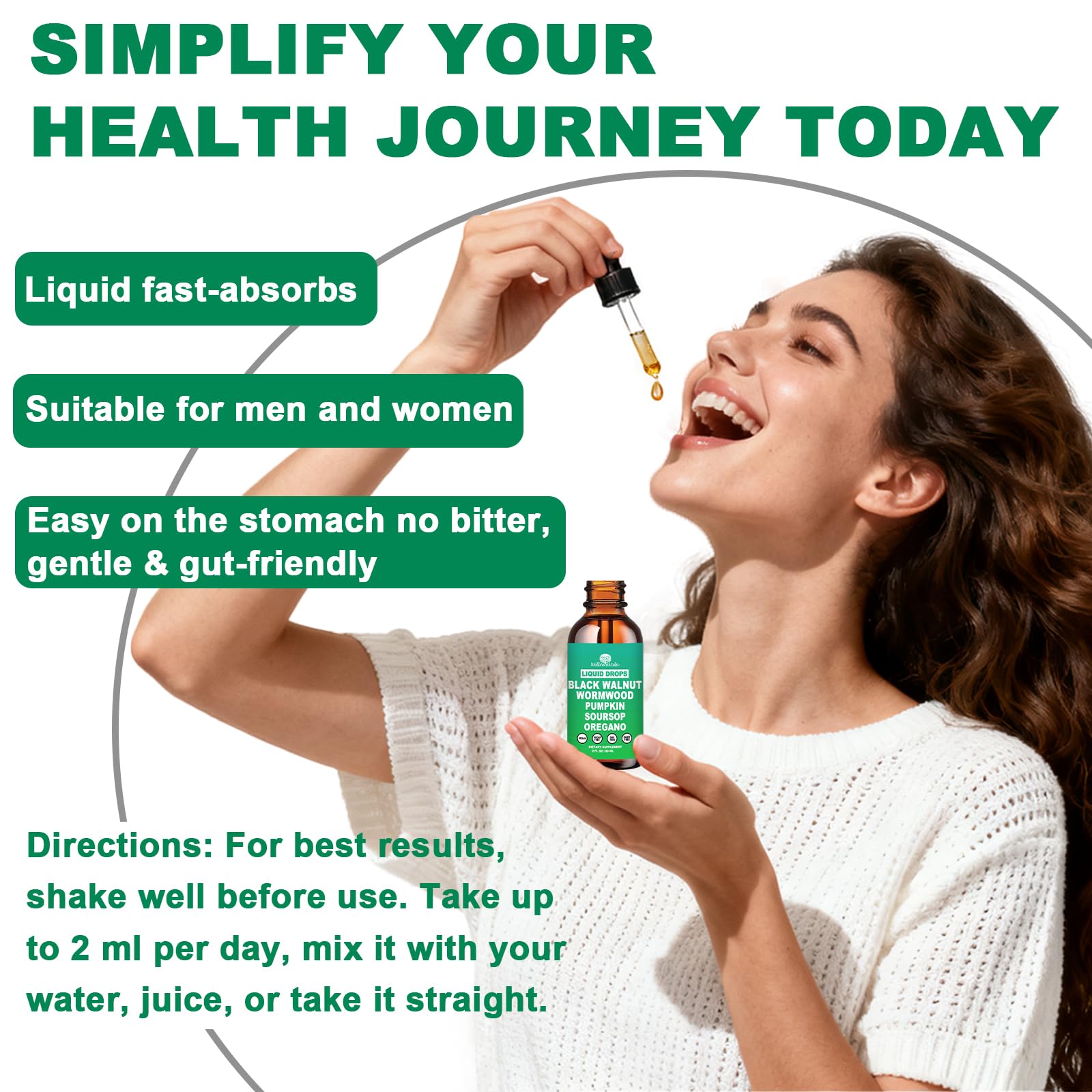 WellVeraVida lemon-flavor drops in bottle highlighting pleasant taste and easy use.