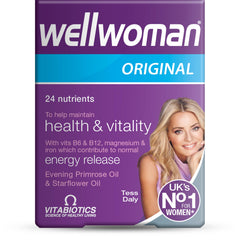 Wellwoman bottle-front view for daily multivitamin support for women.