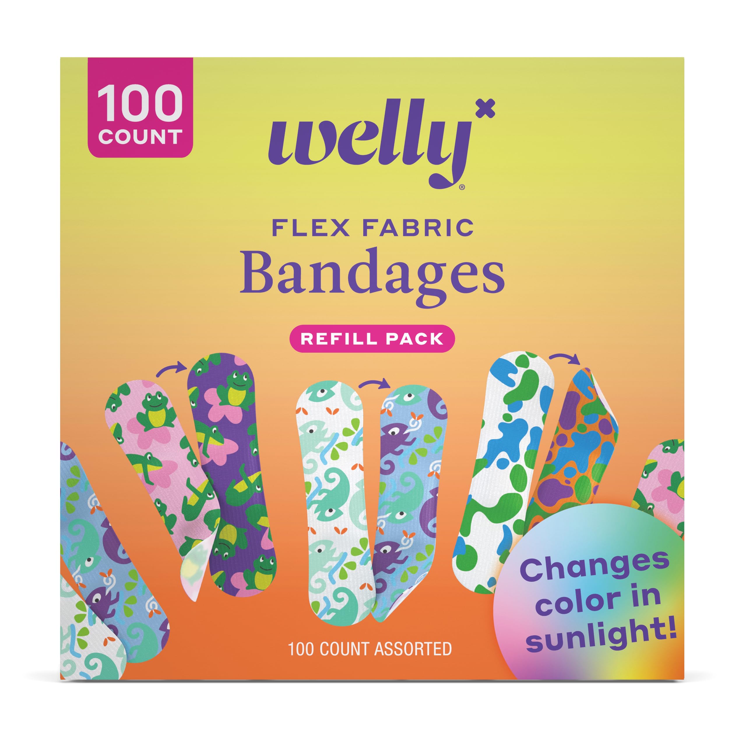 Welly color-changing frog-pattern bandage protects minor cuts during playtime