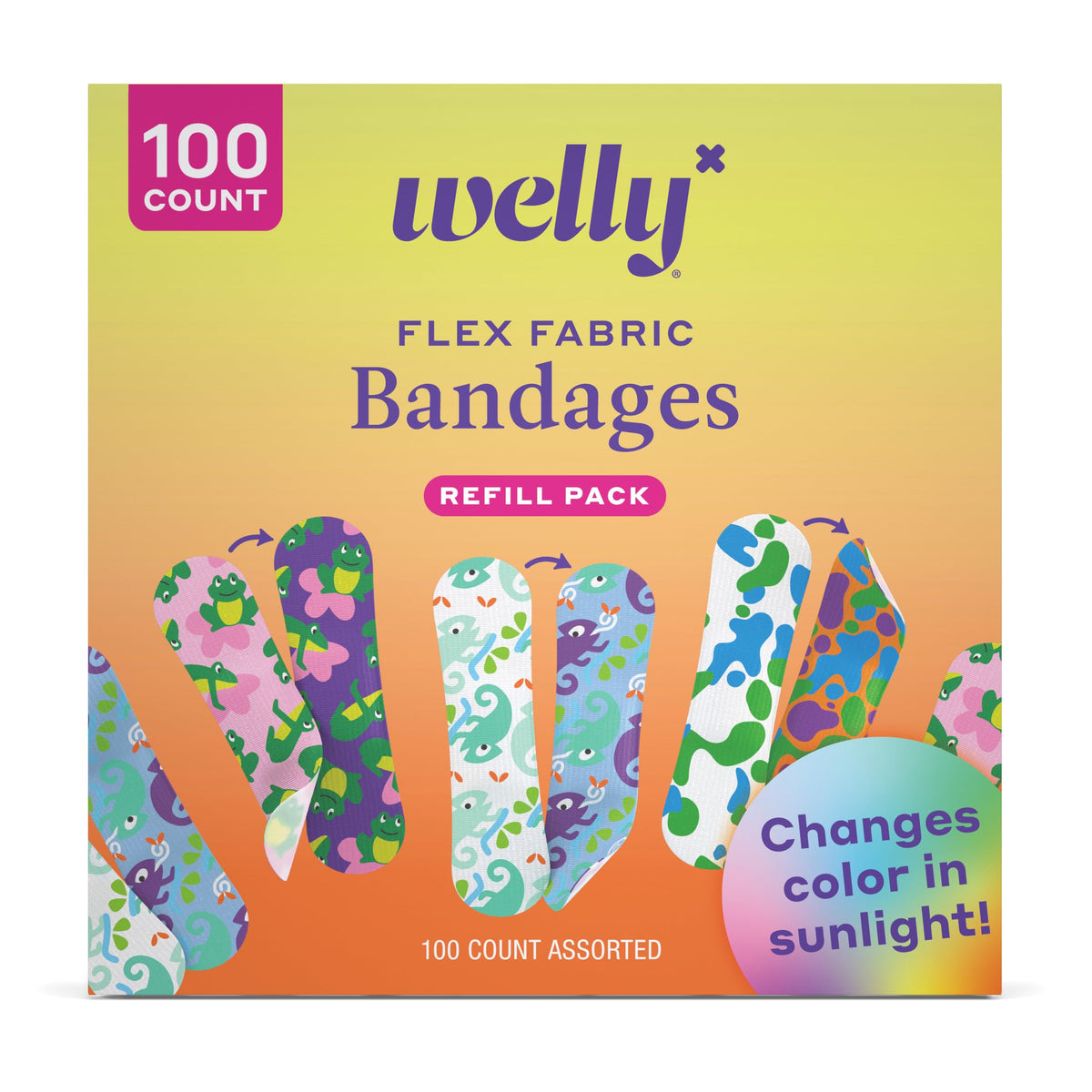 Welly color-changing frog-pattern bandage protects minor cuts during playtime
